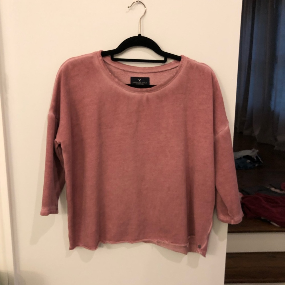 american eagle pink 3/4 length sleeve